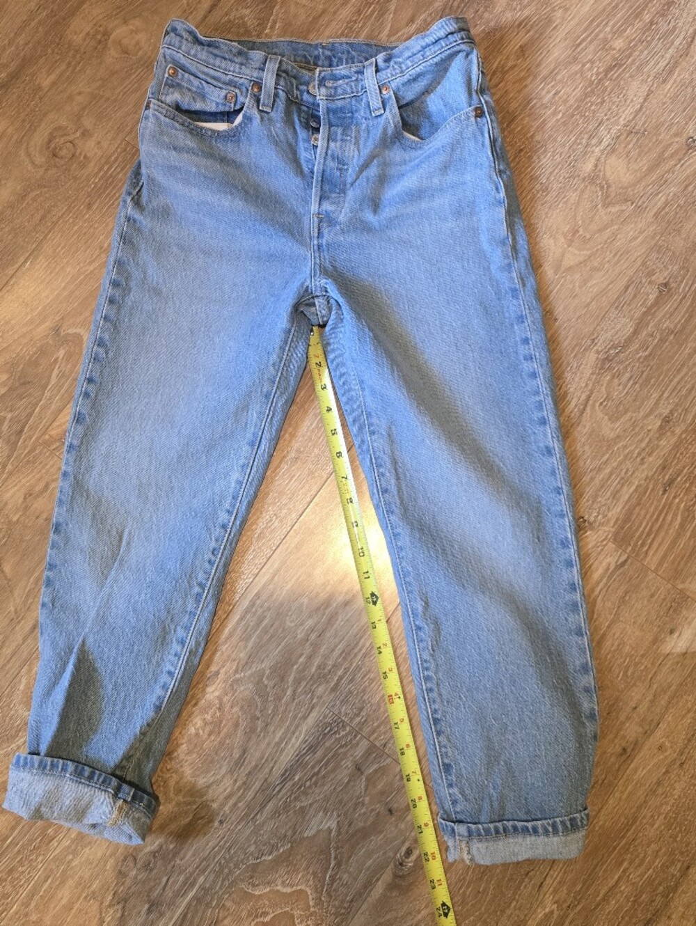 Levi's Light Wash Blue Straight-Leg Cuffed Jeans